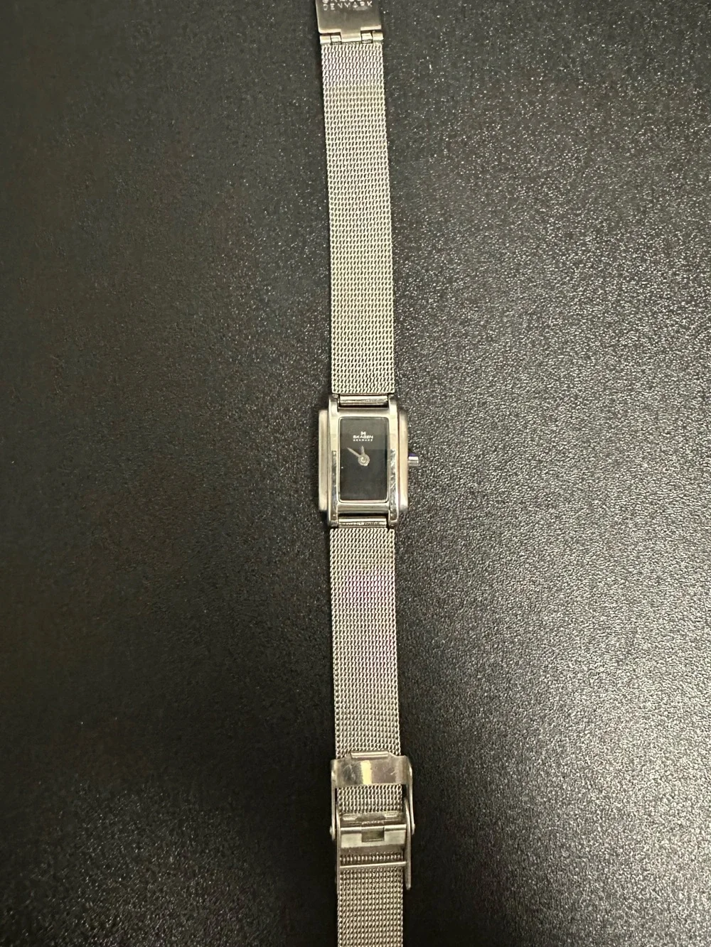 Skagen Silver Mesh Watch with Black Dial - Picture 3 of 5